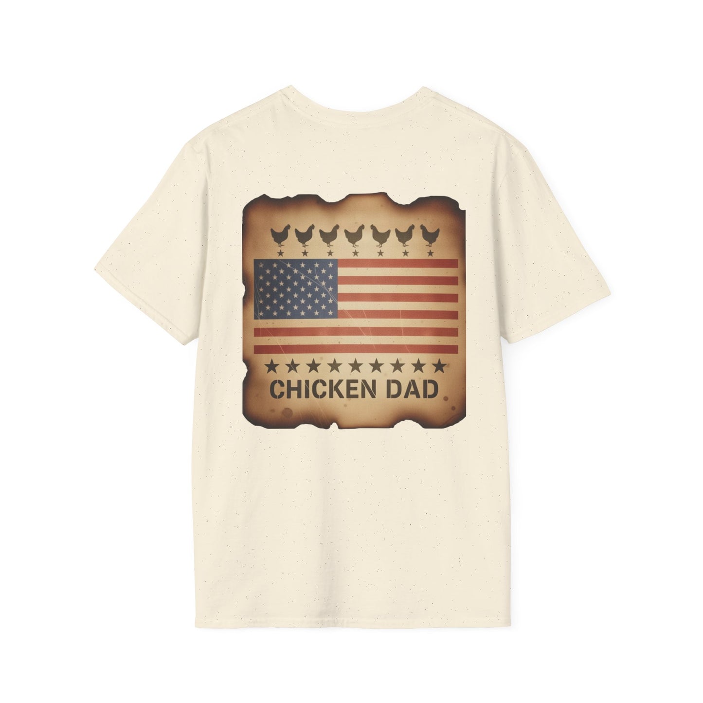 Chicken Dad T-Shirt -Dual side print— American Flag Chicken Silhouette Funny Tee for Chicken Owners