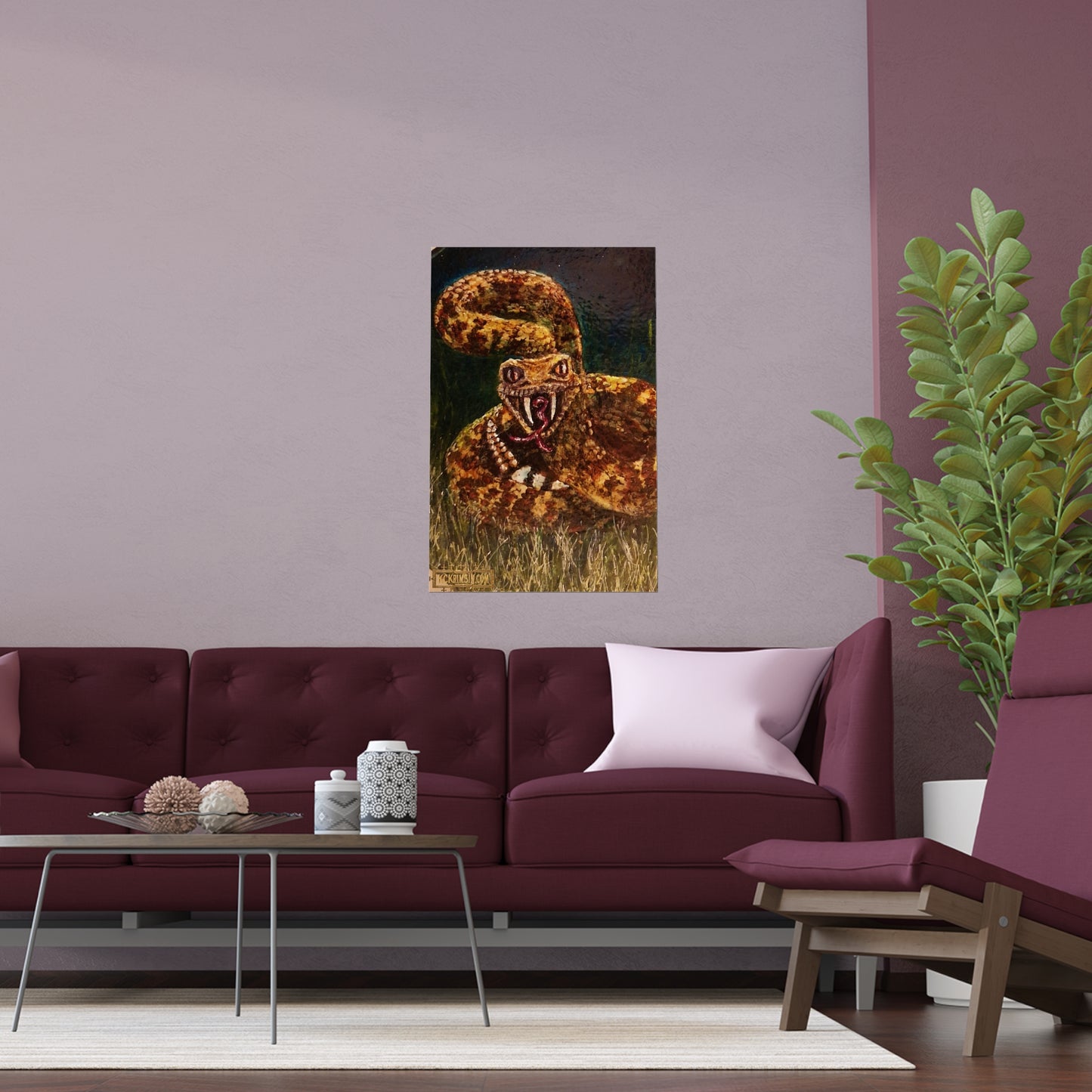 Desert Western Diamondback Rattlesnake Silk Poster — Southwest Fantasy