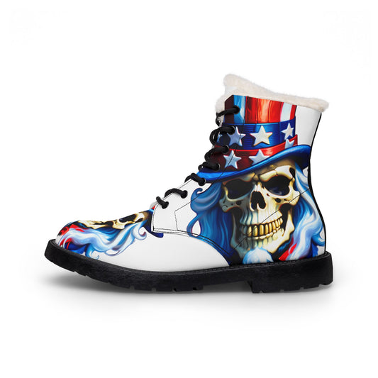 Patriotic Uncle Sam Skull Biker Boots — America 250 4th of July Celebration
