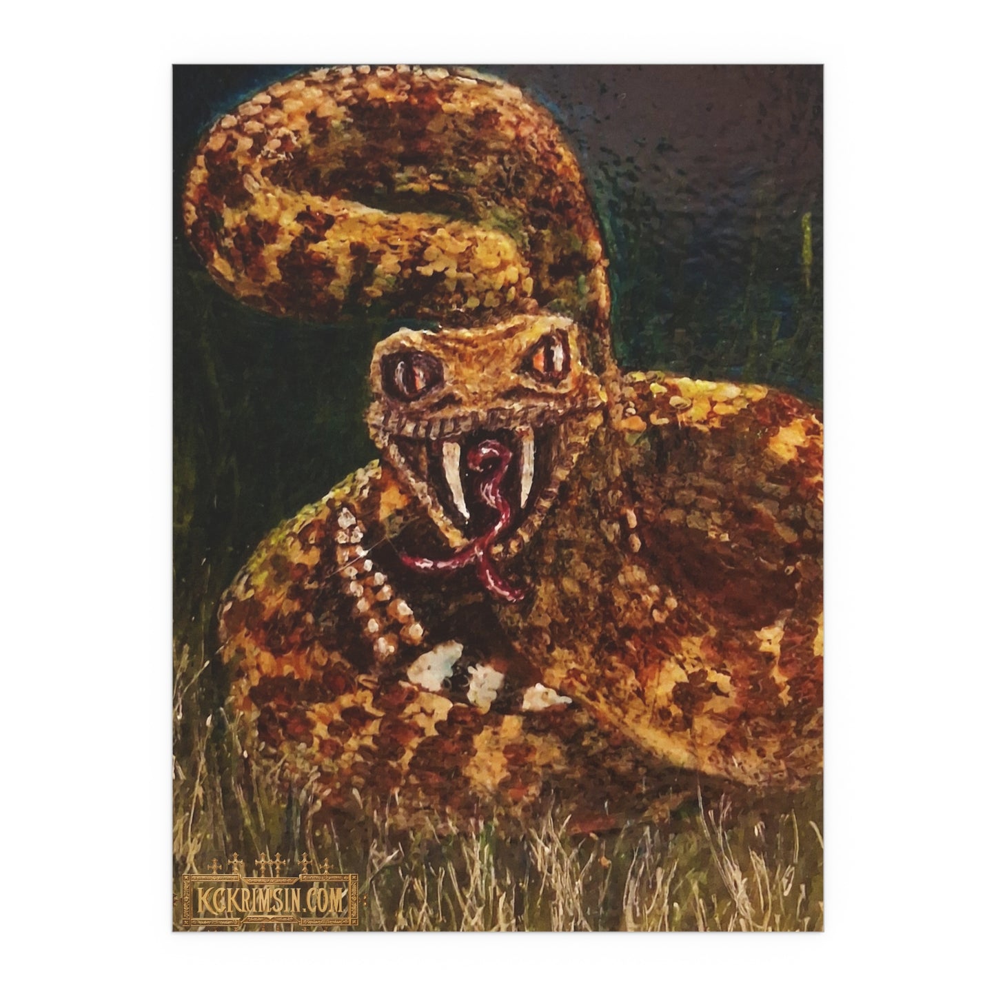Desert Western Diamondback Rattlesnake Silk Poster — Southwest Fantasy