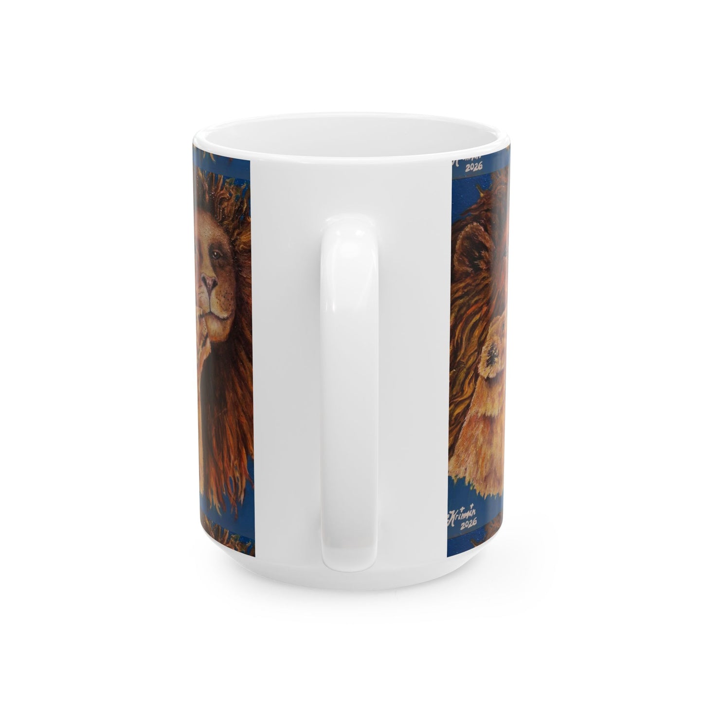 Lion and Cub Ceramic Mug — Heartwarming Wildlife Art Coffee Cup (11oz/15oz)