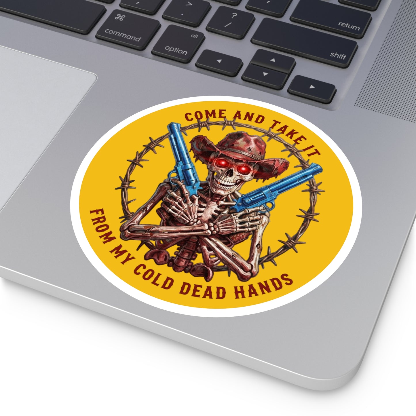 Auto Decal — “Come and Take It / From My Cold Dead Hands” Skeleton Cowboy Gun Design