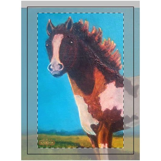 Mustang Desert Wall Tapestry — Paint-Colored Mustang Art by KC Krimsin