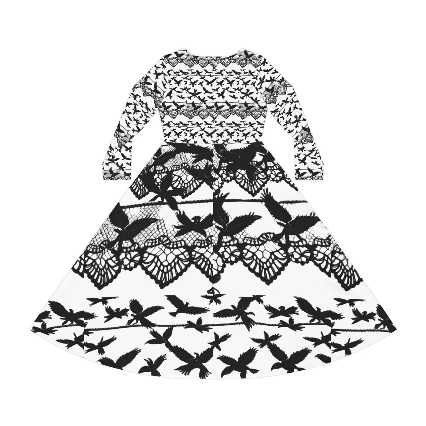 Lace Crow Print Long Sleeve Dance Dress, Bohemian Dress, Nature Dance Dress, Forest Themed Outfit, Gift for Dancers