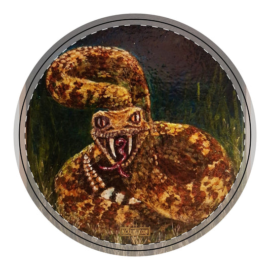 Western Diamondback Rattlesnake Wooden Hanging Sign — Southwest Fantasy Snake Wall Art