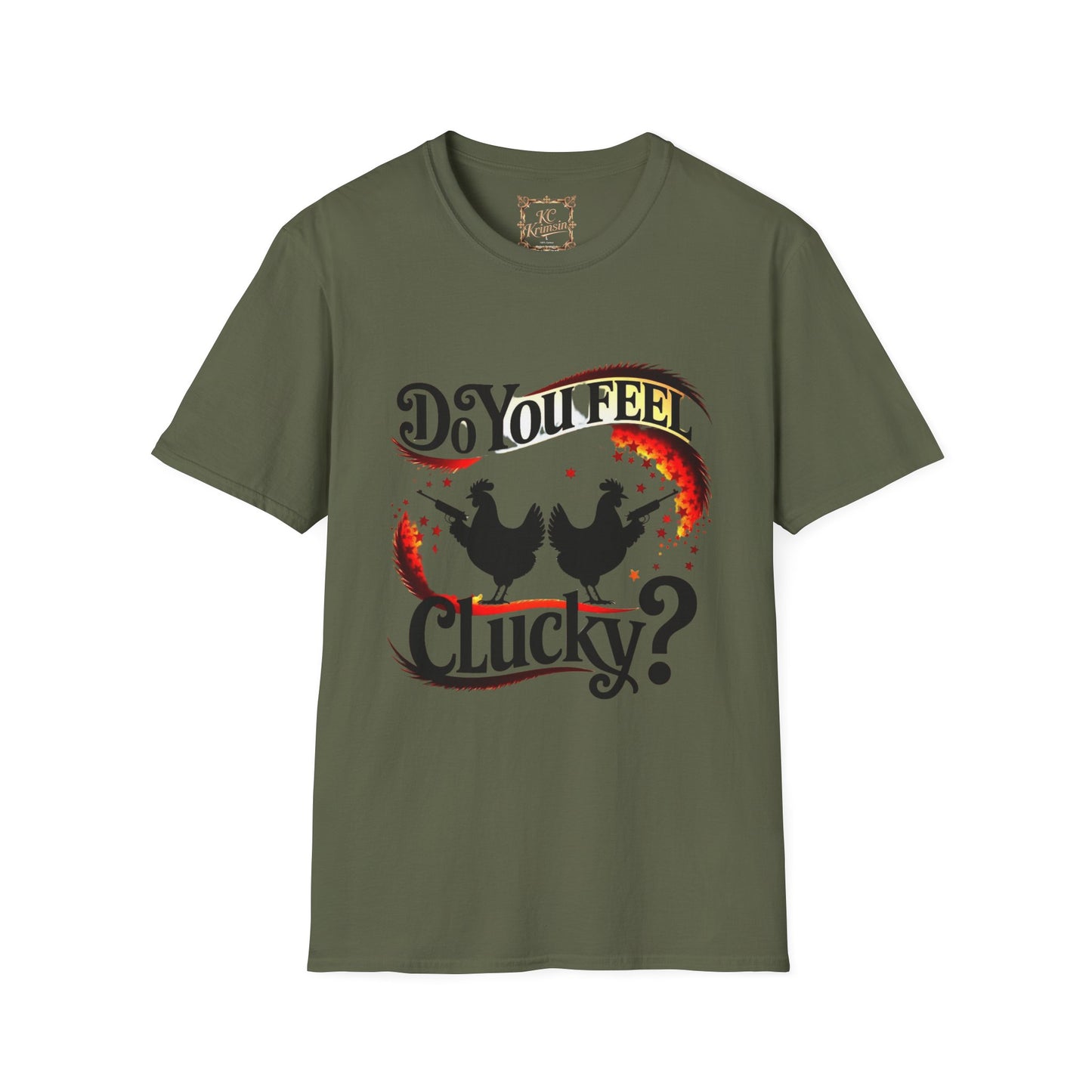 Do you feel CLUCKY? funny chicken tee, Unisex Softstyle T-Shirt