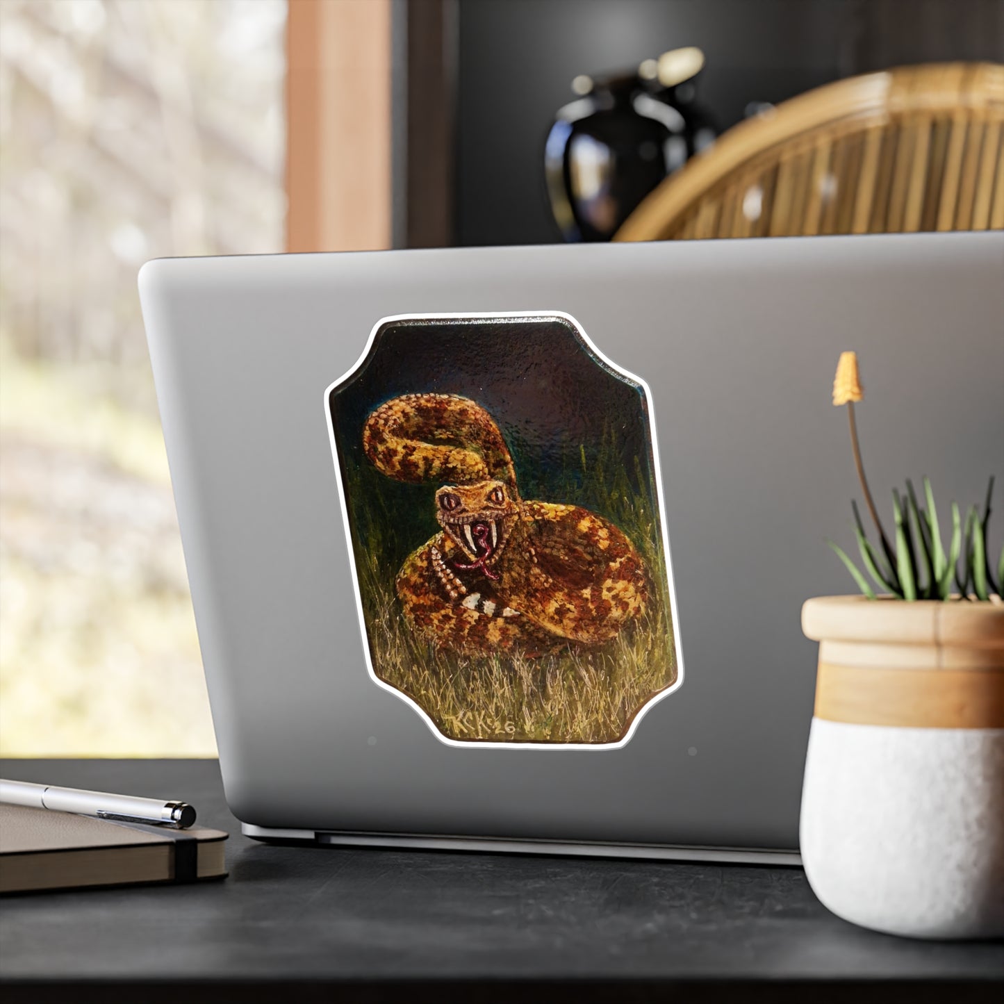 Rattlesnake Strike Kiss-Cut Vinyl Decal – Realistic Snake Artwork Sticker